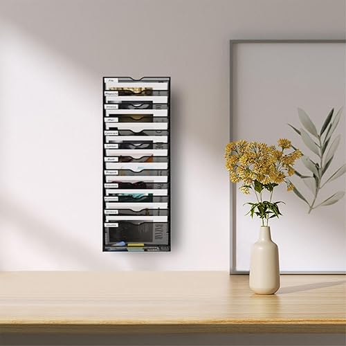 Miniatura 4 de Soporte de archivos colgante de 13 bolsillos, organizador de archivos de pared de metal, organizador de archivos colgante para oficina, organizador