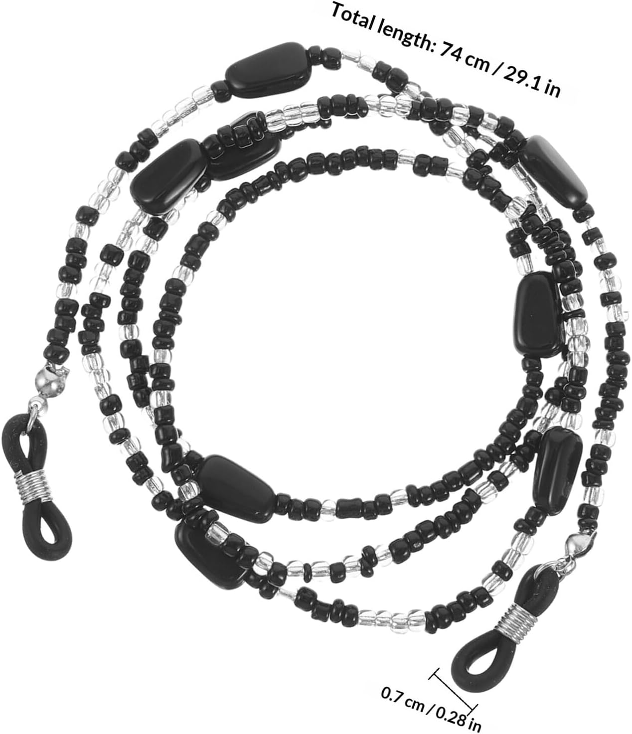 Handmade Beaded Eyeglass Chain Black Acrylic Anti-slip Sunglasses Hanging Rope Eyeglass Holder Strap for Adults Men Women Suitable for Daily Wear