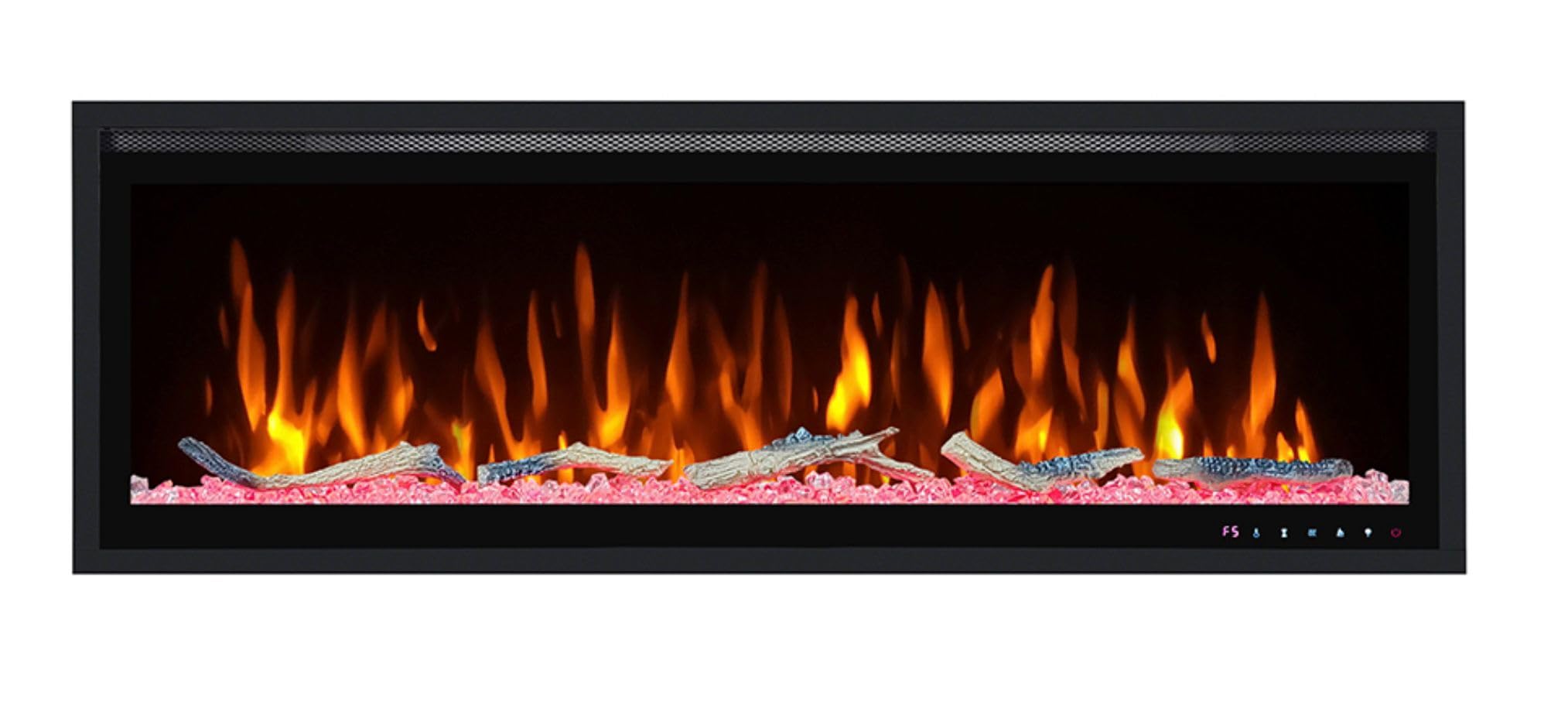 DUPI Chimenea Eléctrica 50 Nero Pro Lumina | 3 en 1 con Calefacción | Efecto Llama 3D Panorámica | 12 Colores Llama | Control Remoto | 126x43,​5x15 cm (Negro, 50 Pulgadas)
