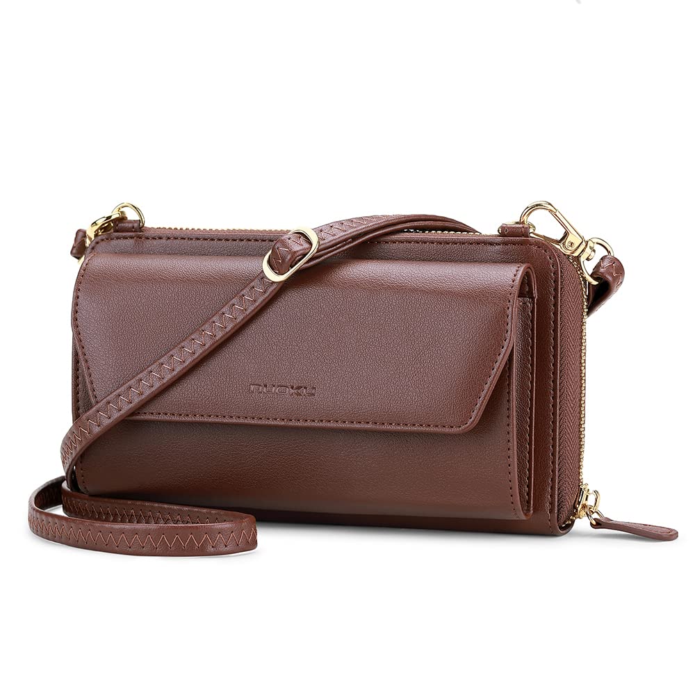 nuoku Womens RFID Wallet Purse Wristlet Crossbody Clutch with Zip Around 2 Strap-picture-24