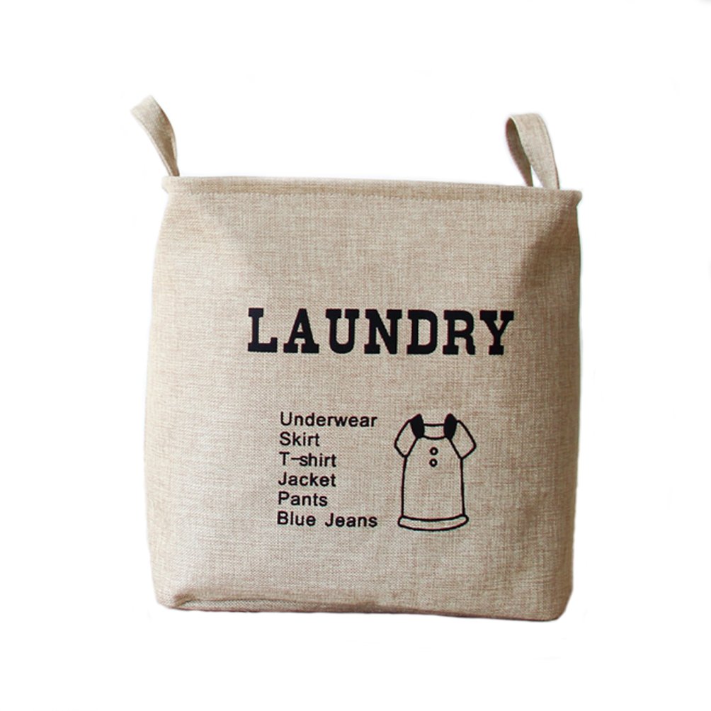 Orino Imitation Linen Fabric with EVA Lining More Soft Laundry Basket Foldable Design Perfect for Cloth, Toys, Clutters, Cosmetics, Magazine 13.5 x 8 x 13.5 inch (Gold)