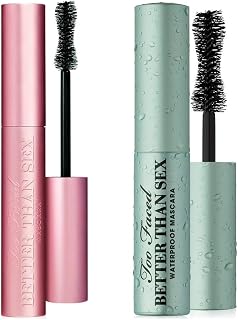 Too Faced Better Than Sex Mascara Duo Regular Full Size and Travel Sized Waterproof Set Sexy Lashes Rain or Shine