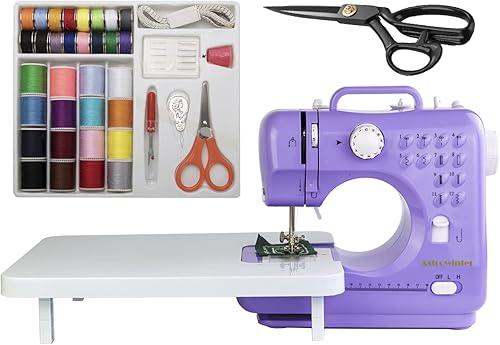 Astrowinter Mini máquina de coser (soporte de extensión, juego de suministros de coser, tijeras de vestir incluidas) - Máquinas de coser eléctricas