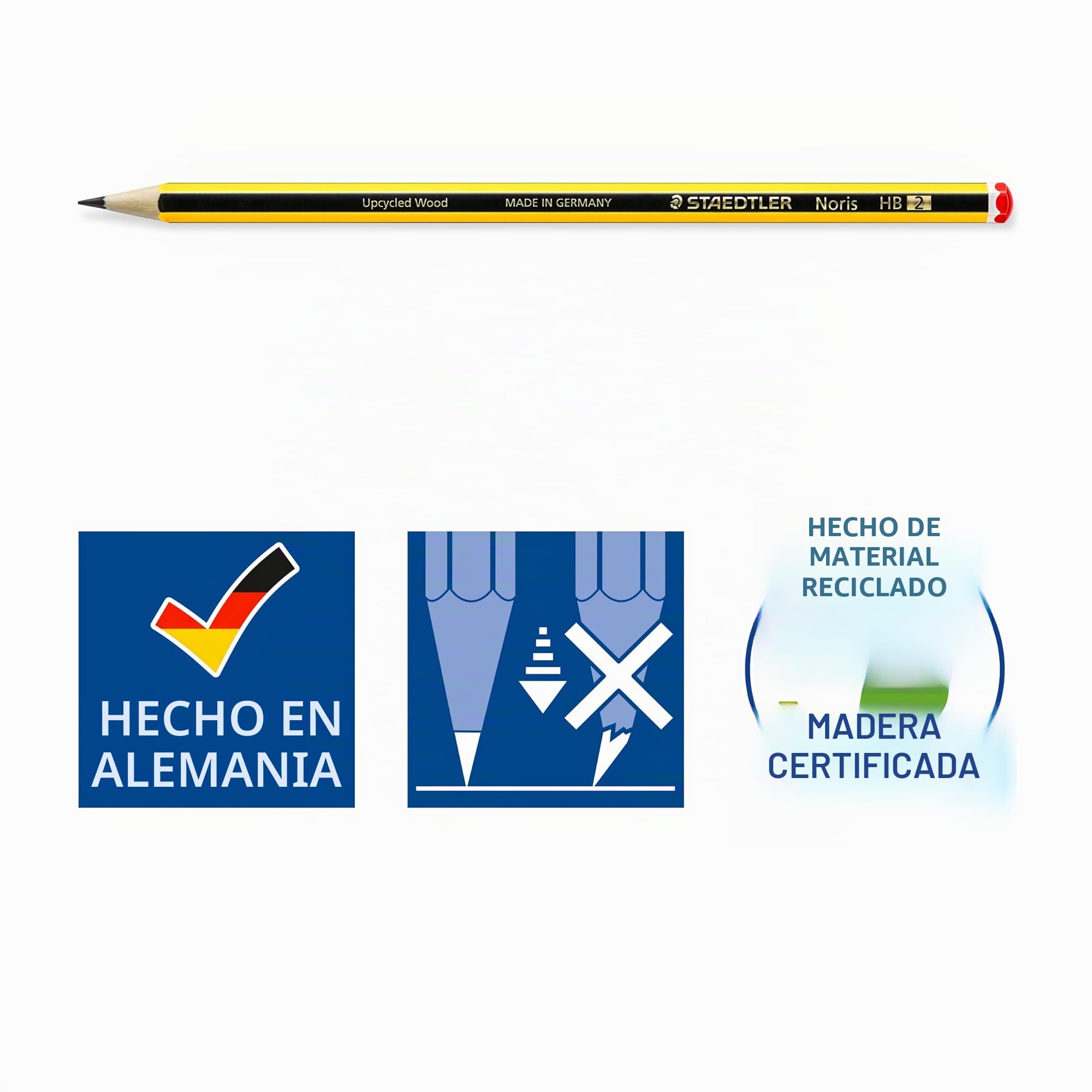 Staedtler Noris 120-2BK10D, Lápices de madera certificada, Color Negro ,10 Unidad (Paquete de 1)