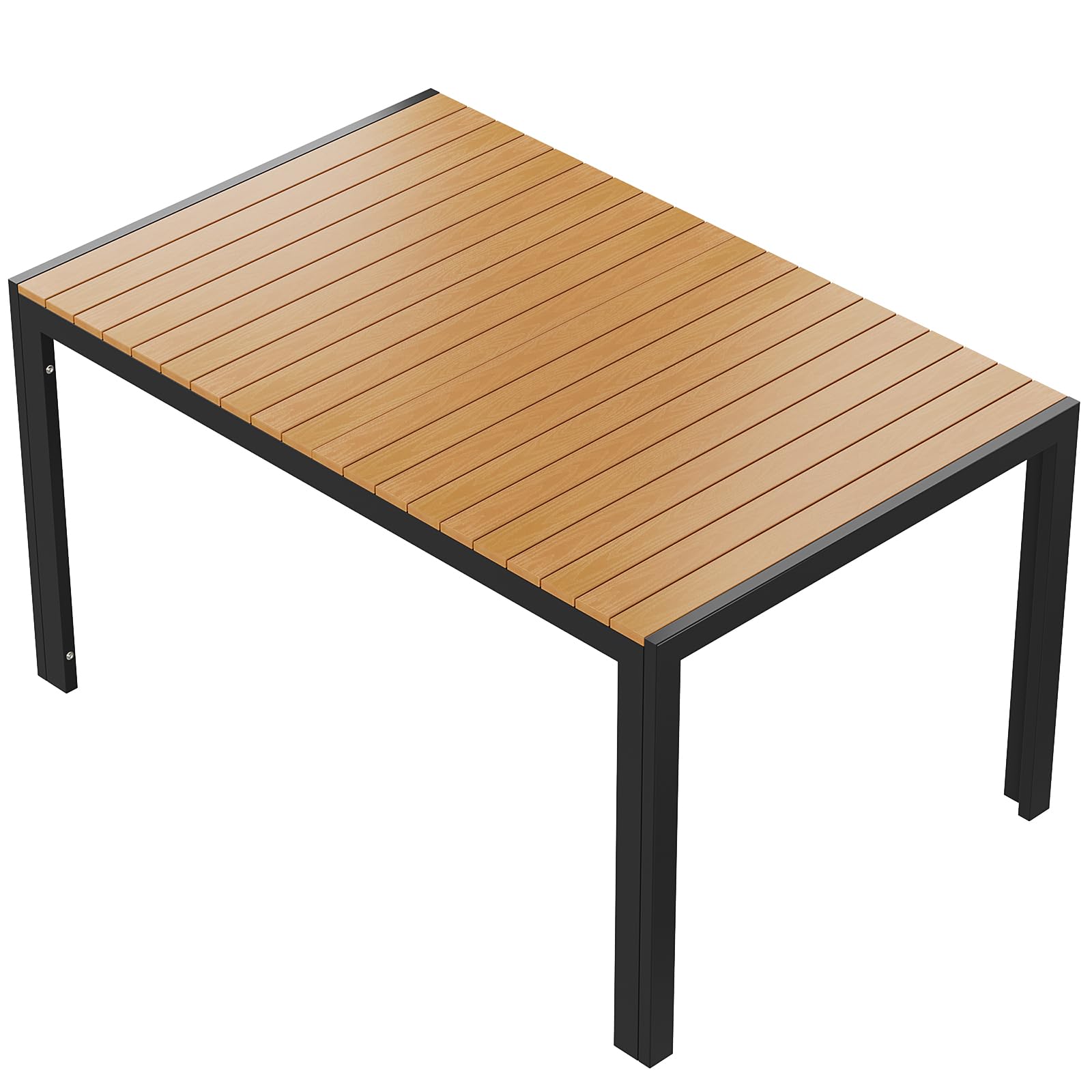 LIFERUN Tavolo da giardino grande, resistente alle intemperie, 140 x 90 x 75 cm, in alluminio, con piano in WPC, tavolo da pranzo rettangolare, per 6 persone, robusto giardino, terrazza, balcone
