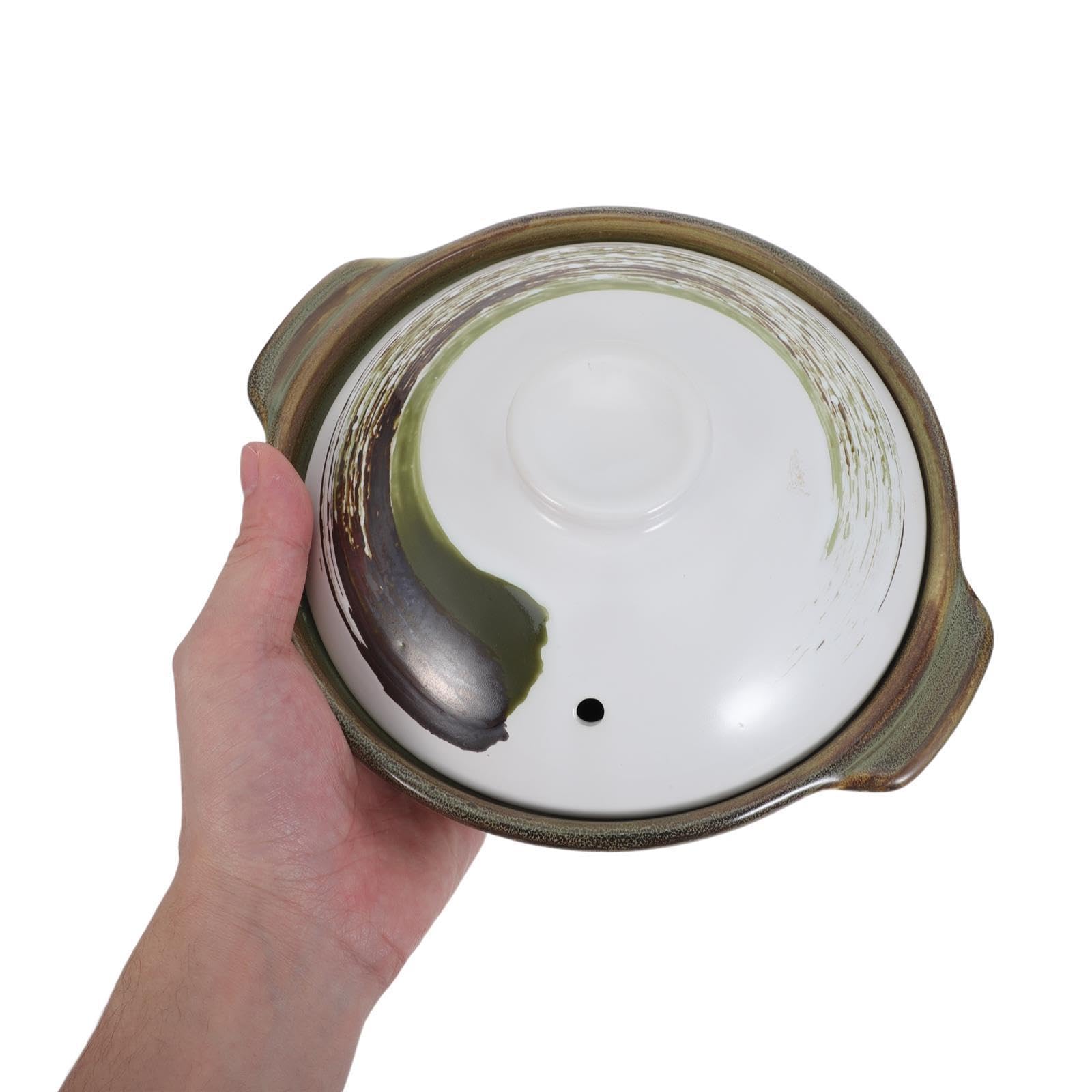 KICHOUSE Olla de Barro de 340ml para Cocinar Estofados y Arroz con Diseño Clásico, Compatible con Estufa y Fácil de Limpiar para Cocina Tradicional Asiática