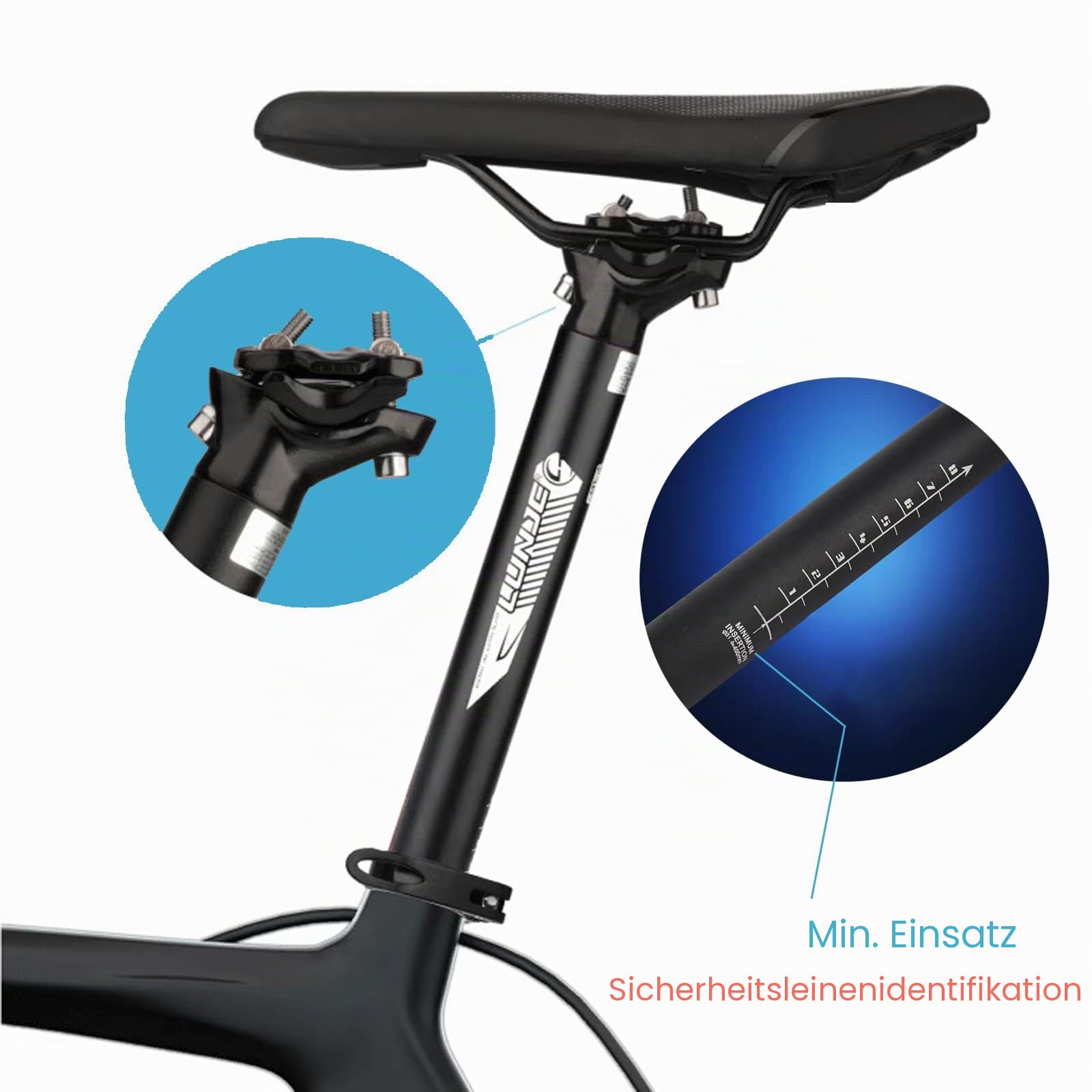 Fahrrad Sattelstütze Aluminiumlegierung 27,2 mm 30,9 mm 31,6 mm, Länge 350 mm 400 mm, für Rennrad MTB und BMX