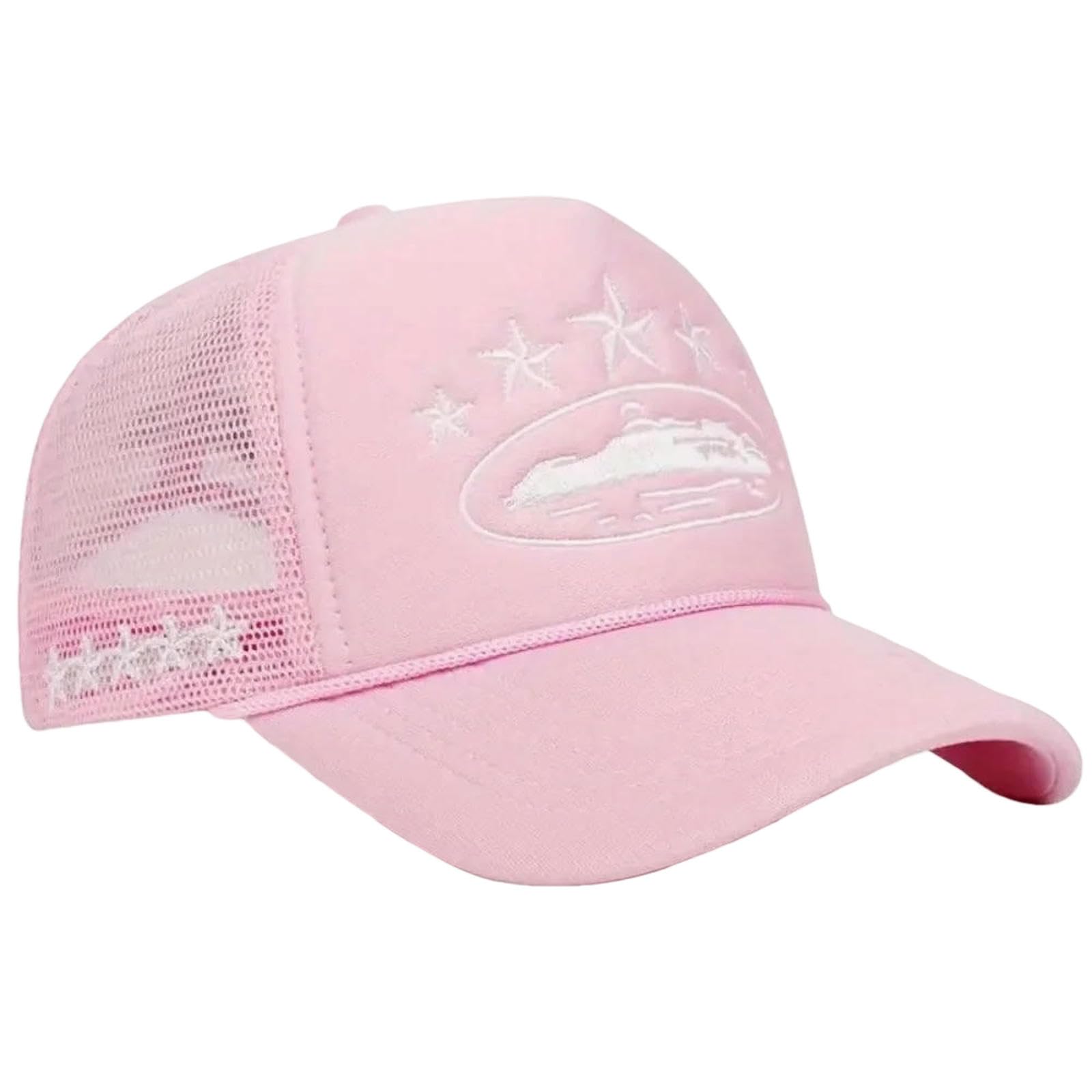 Cappello da Baseball Camionista Ricamato con Stella Unisex Berretto in Rete Traspirante Parasole Hip-Hop Regolabile per Uomo Donna Casual All'aperto-Rosa-Regolabile