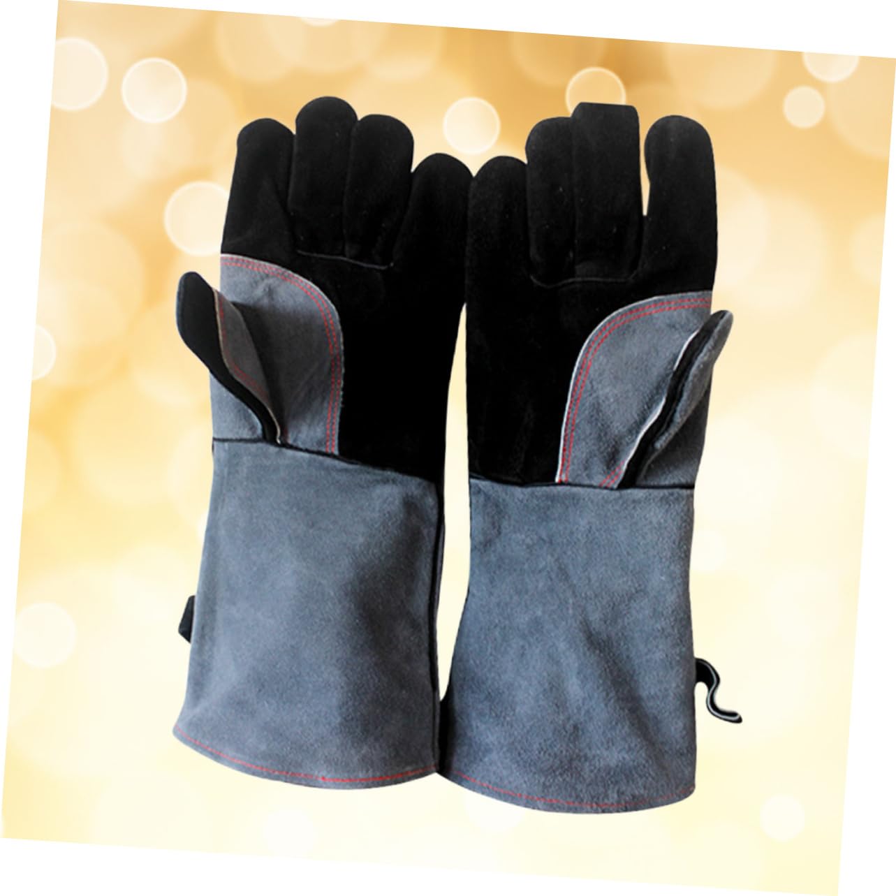 Guanti Resistenti al Calore da Barbecue e Forno in Pelle Bovina | Coppia, Antiscivolo e Isolanti, per Cucina e Picnic, Protezione per Griglia, Stufa e Saldatura