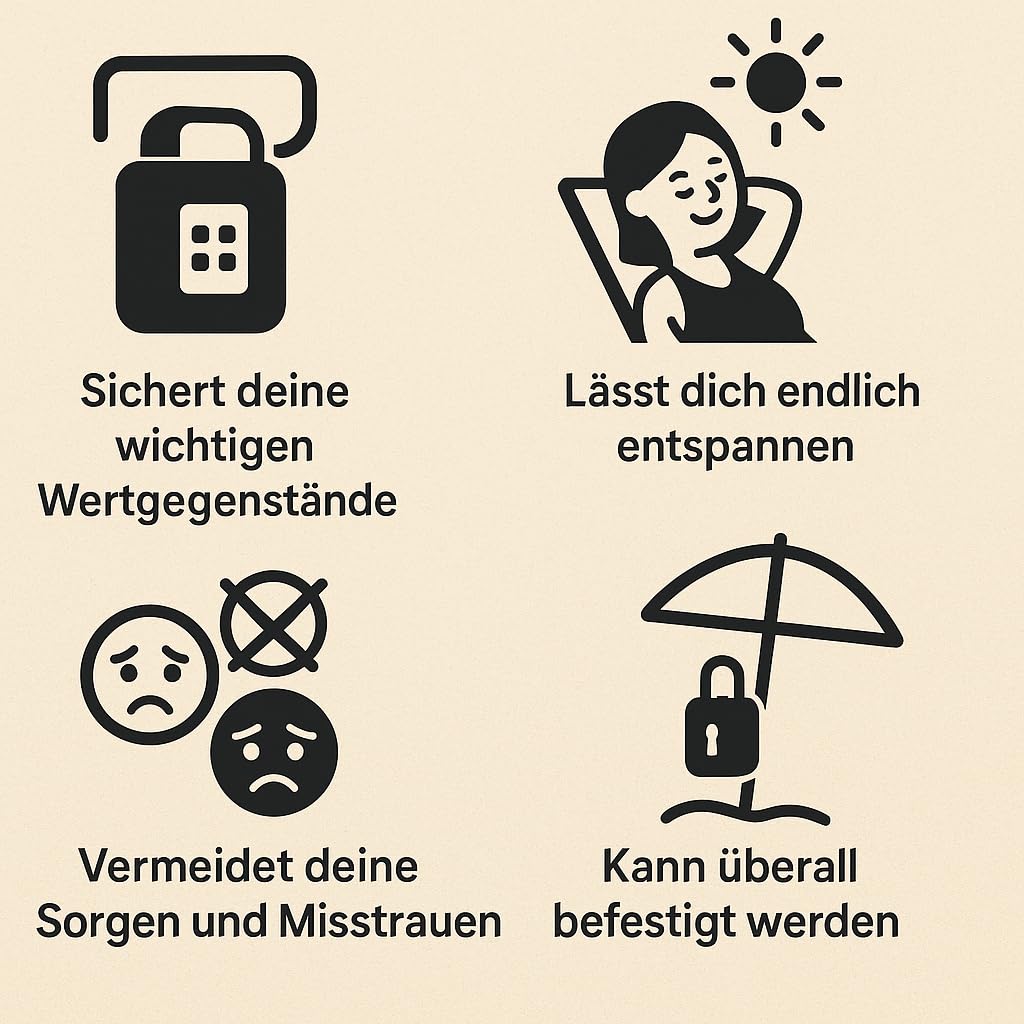 gadgetsfy CostaCase Wasserdichter 4-stelliger Kombinations-Tresor mit 6mm Drahtseil, sicherer Diebstahlschutz für Reisen, Strand, Camping, Büro & Auto