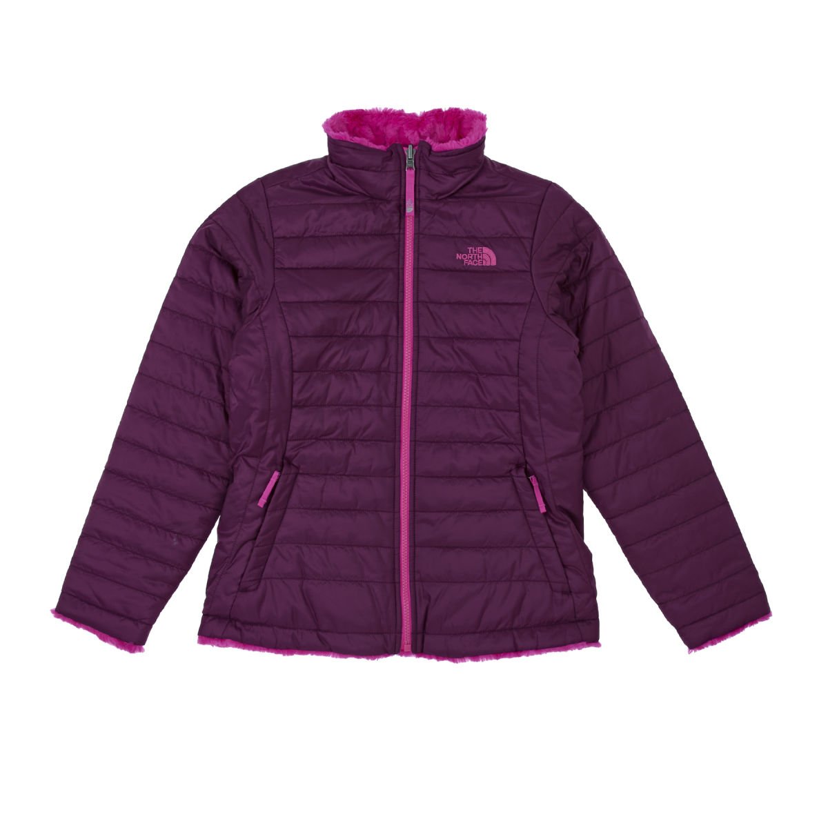 The North Face Girls Reversible Mossbud Swirl Jacket Purple Pink
