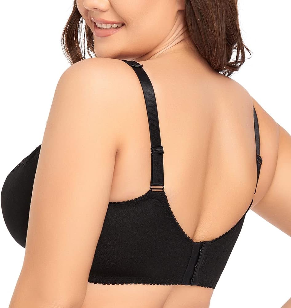 TELIMUSSTO Women's Full Coverage Floral Lace Underwired Bra Plus Size Non Padded Comfort Bra - Image 3