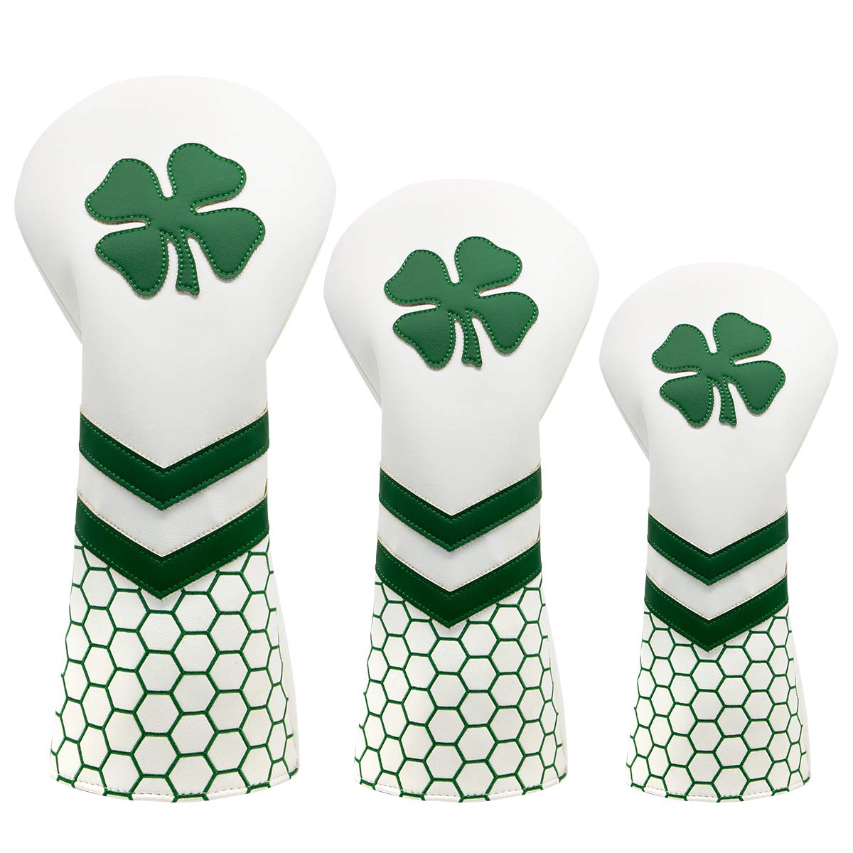 Lucky Clover Golf Wood Club Headcover Club Head Cover Protective - 4 Selections - Golf Driver Headcover/ Fairway Woods Cover/ Hybrid Rescue Headcover Exchangeable