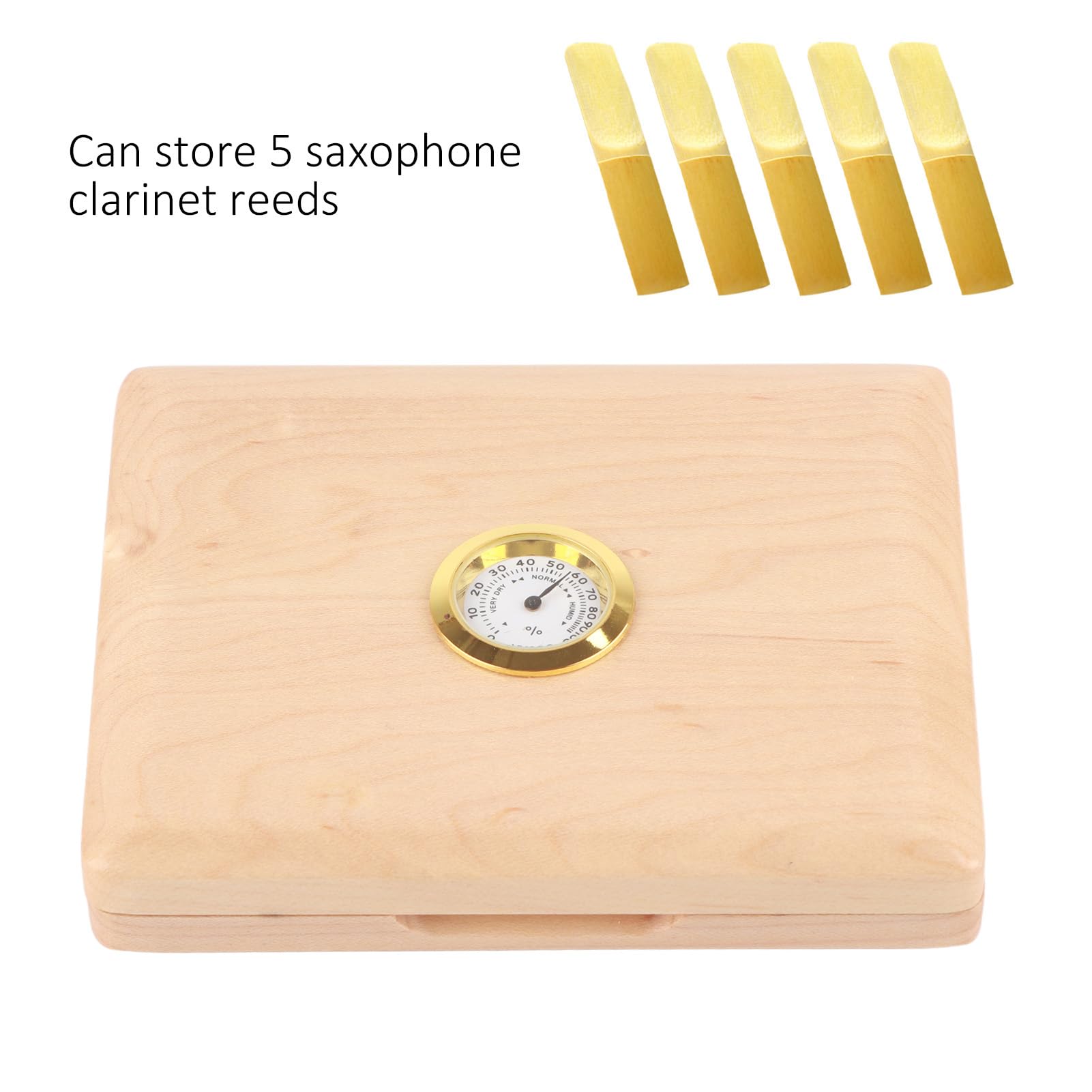 Saxophon-Klarinetten-Reed-Box, Reed-Aufbewahrungskoffer, Wasserdicht, Praktisch, Leicht zu öffnen und zu Schließen, Reparaturteile (Buche (Naturholzfarbe))