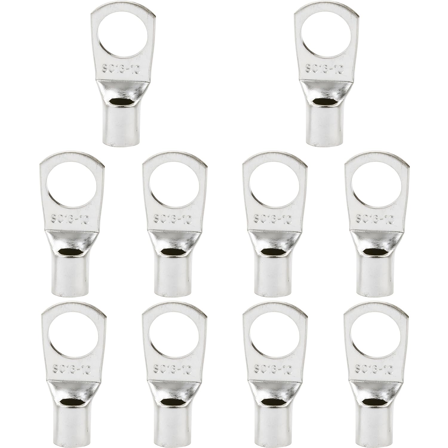 Hopzab Copper Cable Lugs 10 Pcs SC16-10,Battery Terminal Crimp Ring Eyelets Connectors for Auto, Car, Boat, Electric