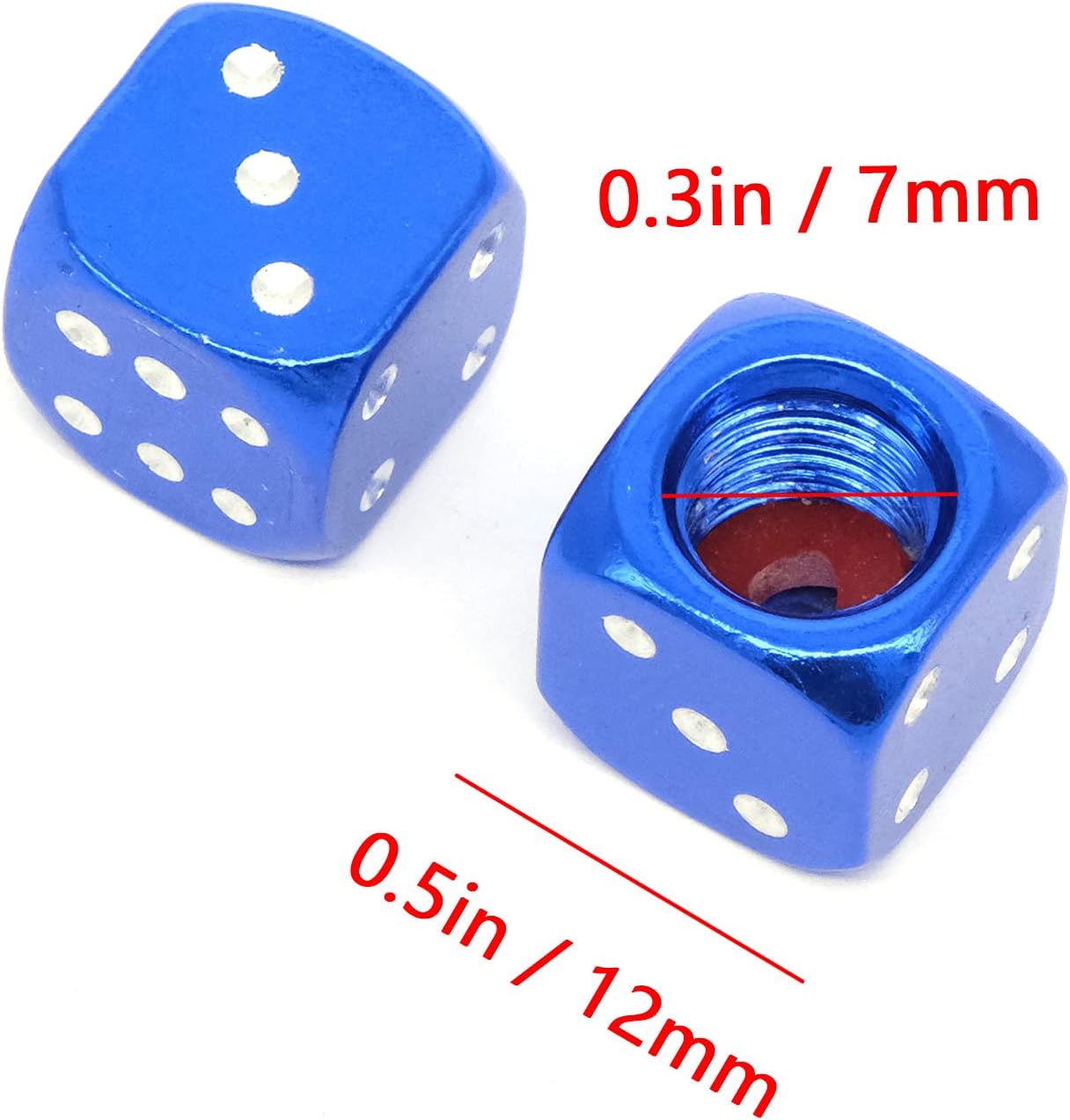 AutoE 5Pcs BULE Dice Shape Car Truck Bike Tire Air Valve Stem Caps