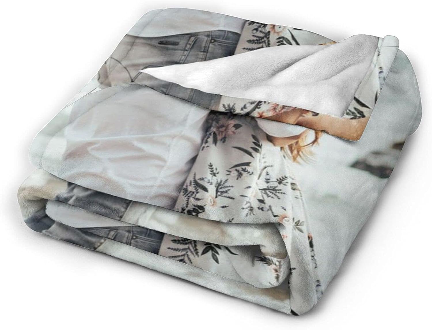 HooSo Custom Throws Blanket with Photos on it, Customized Personalized Blankets with Pet Picture and Text，Custom Gifts for Lover and Friends, 1 Photo Collage, 91" x 60"