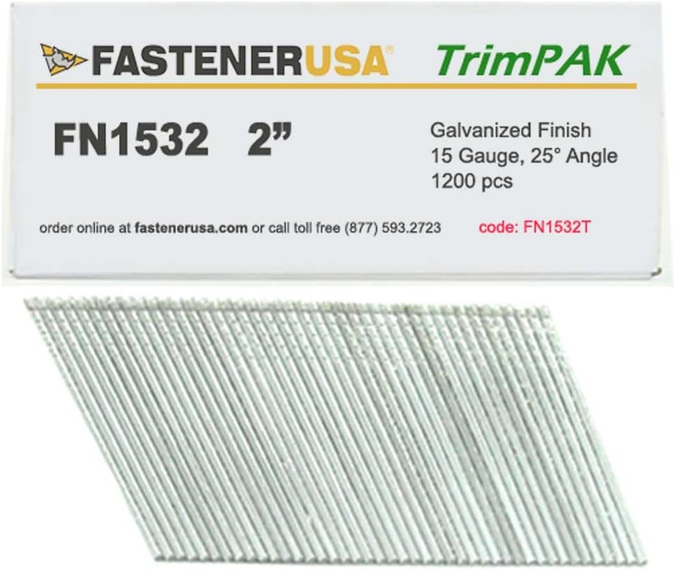2" Angle Finish Nails 15GA GALV 1,200ct