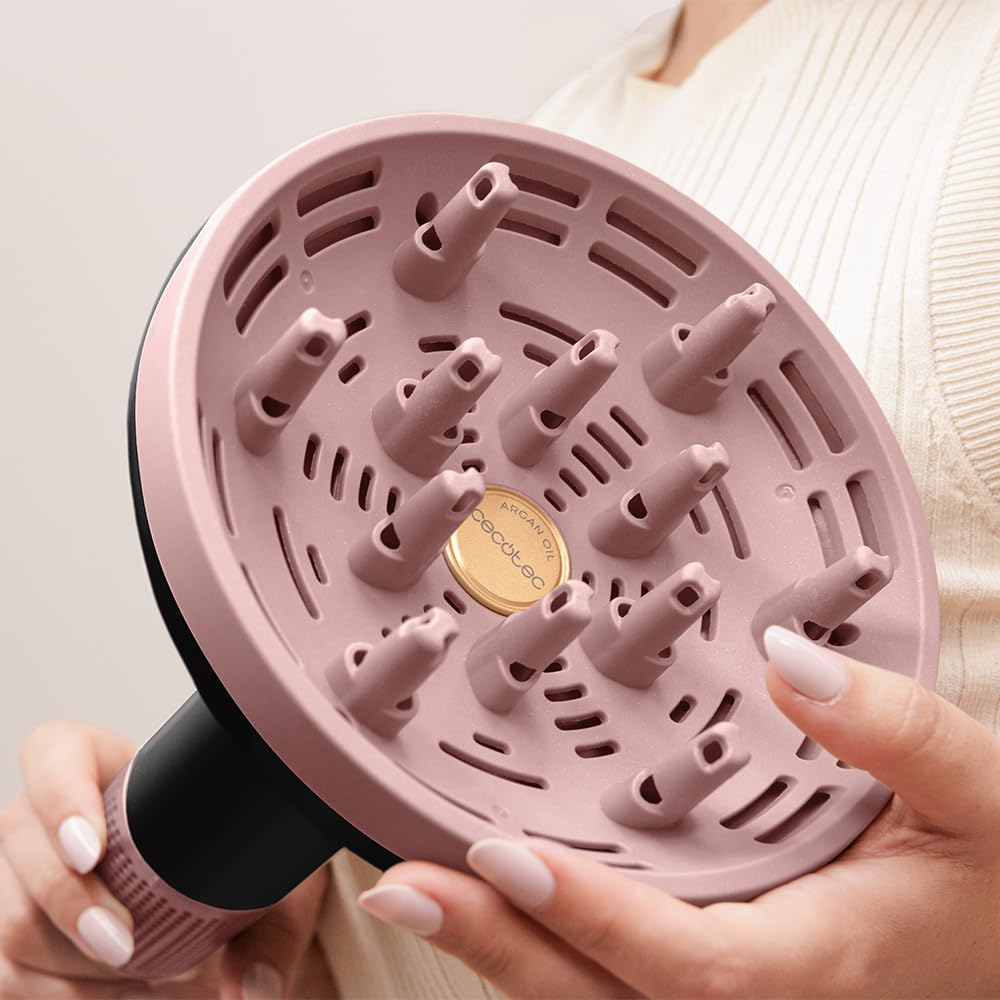 Cecotec Secador Difusor Pelo Rizado XXL DryWave Nébula Black. 1300W, Aceite de Argán y Queratina, Motor Brushless, PlasmaTech Antiencrespamiento, Modo Soft, 3 Velocidades y Temperaturas, 12 Púas
