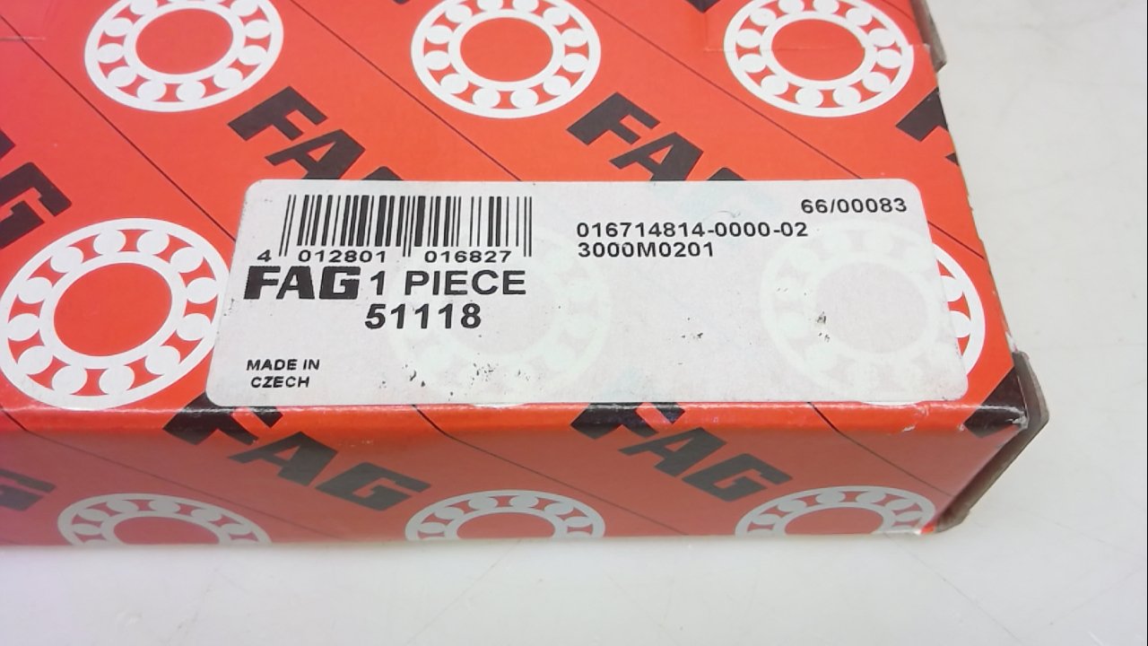 Fag 51118, Ball Thrust Bearing, Single Direction, 90Mm Bore 51118