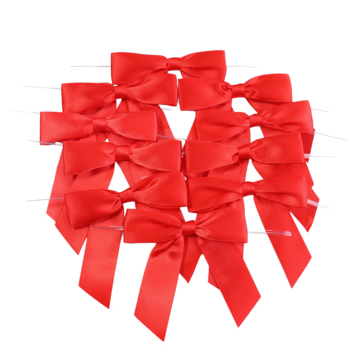 80 Stück Geschenkschleifen mit Twist Ties Metallischen Bindebaender 9x9cm Schleifen Twist Krawatte Wiederverwendbar Schleifen Deko für Geschenkverpackungen Süßigkeiten(Rot)