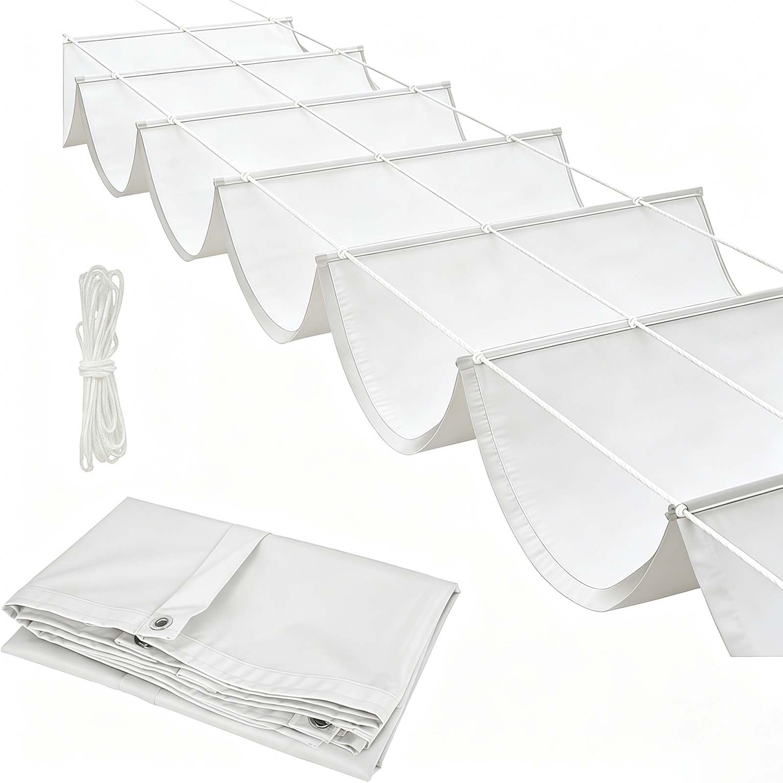 Voile ombrage rétractable extérieur imperméable 240x865cm anti-UV avec œillets pour jardin