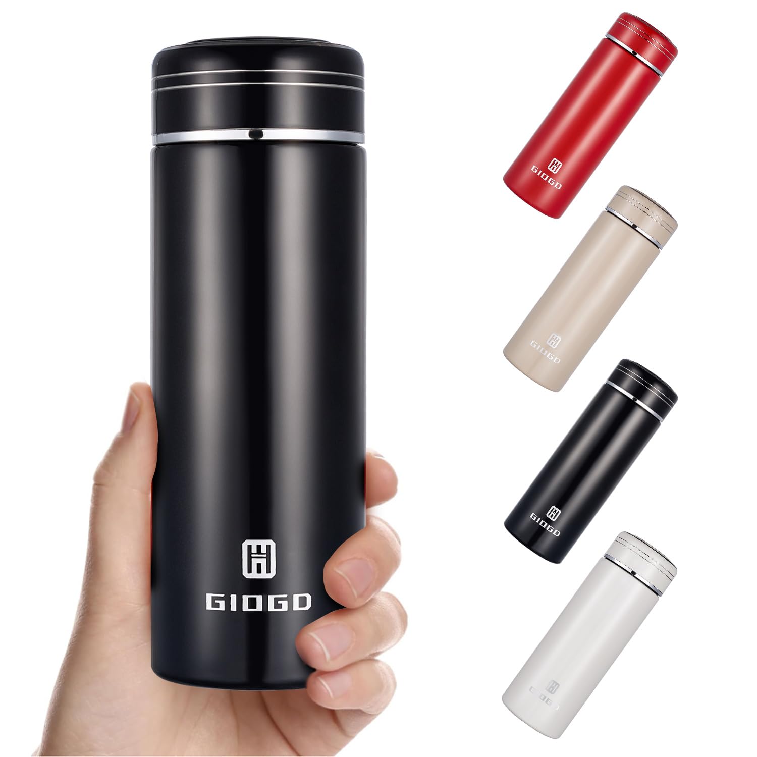 Small Water Bottle 300ml Small Flask for Hot Drink Metal Water Bottle Insulated Stainless Steel Water Bottles Flask(Black)