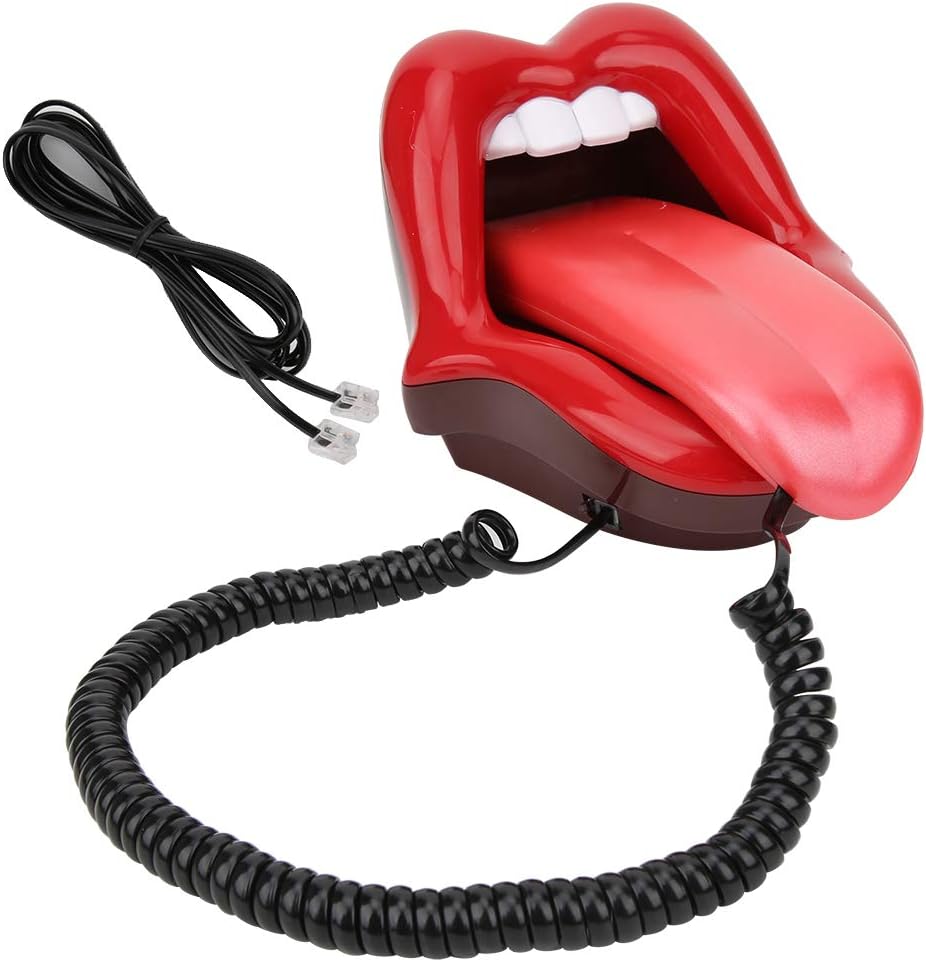 Haofy Landline Phones, Modern Lip Shape Innovative Wired Telephone Set Wired Phone for Home Hotel Office Decoration