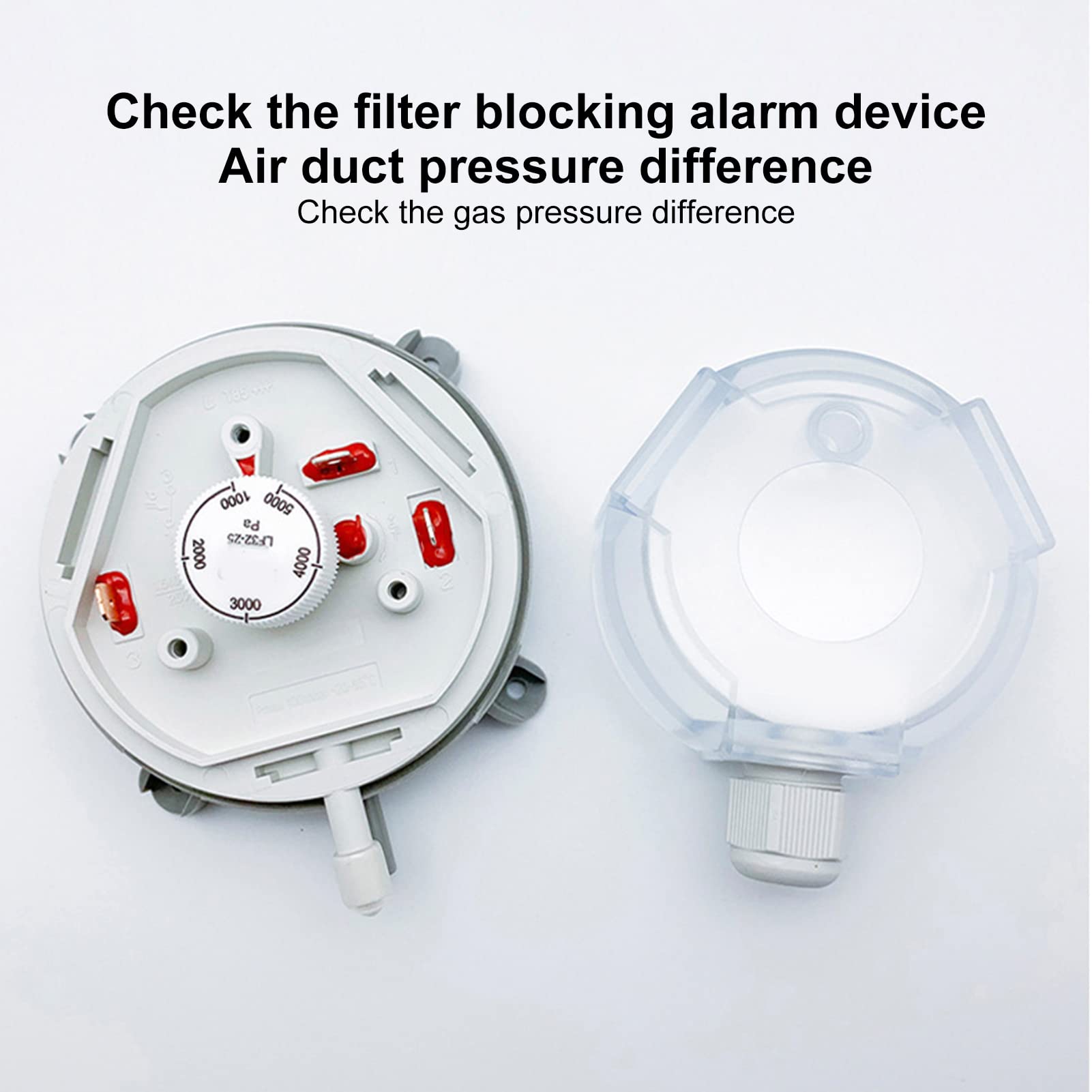Pressostato Ventilazione Riscaldamento,Pressostato Differenziale LF32-10, 200-1000Pa Impermeabile con Sicurezza Surriscaldamento e Spegnimento Automatico