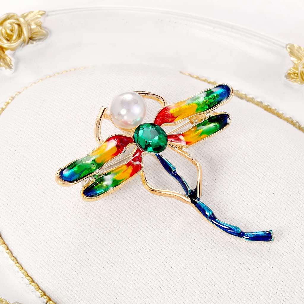 Europäische und amerikanische bemalte Libellen-Corsage-Pin-Legierung mit Diamant-Tropföl-Brosche, Kleidungszubehör-Pins