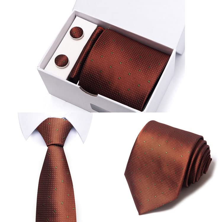 Set de corbata de seda con pañuelo y gemelos miniatura 3