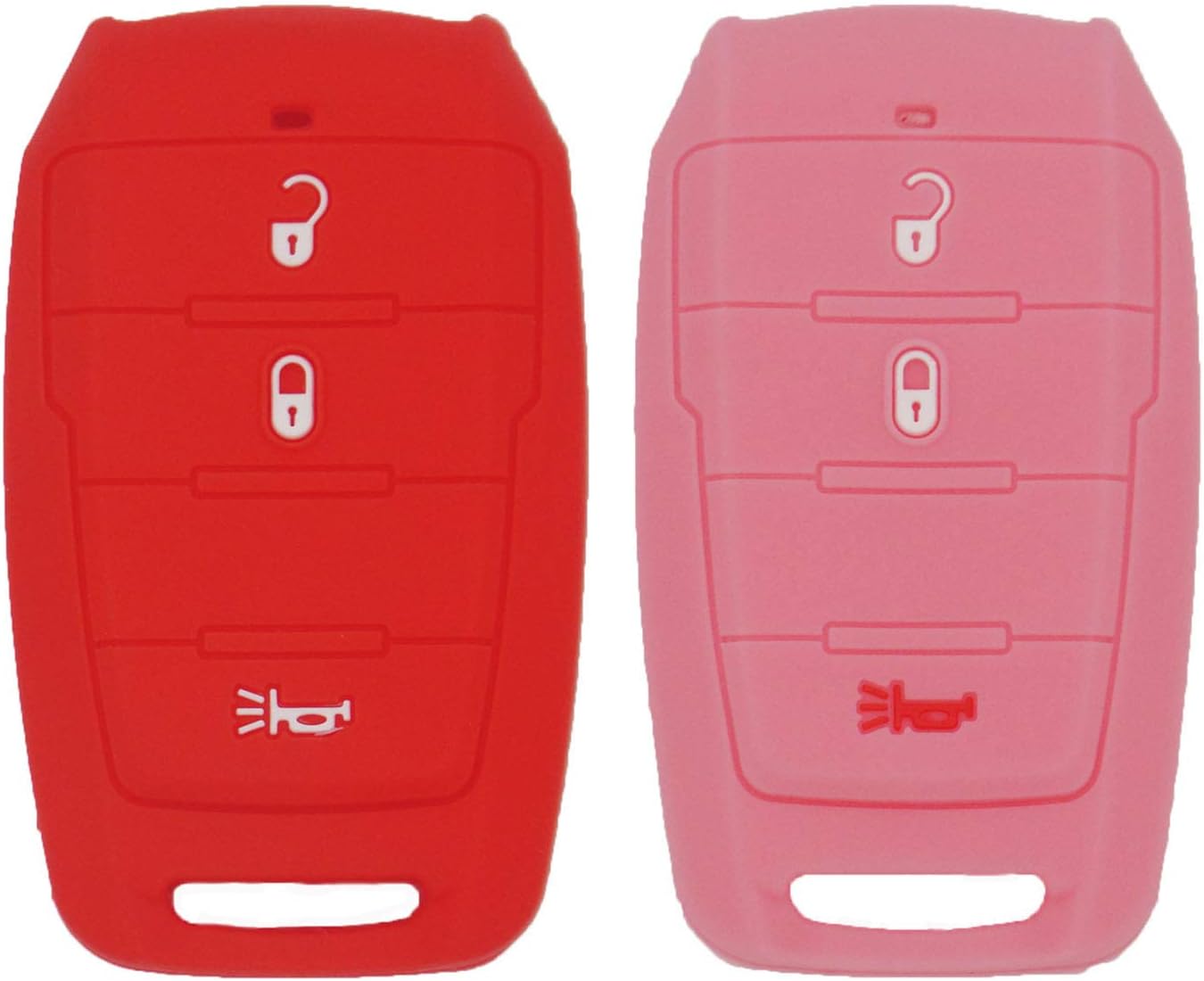 Simple Setup 2 Pack 3 Buttons Soft Silicone Rubber Remote Keyless Protector Case Key Fob Cover Protector Holder Jacket for 2019 2020 RAM 1500 OHT-4882056, Red Pink