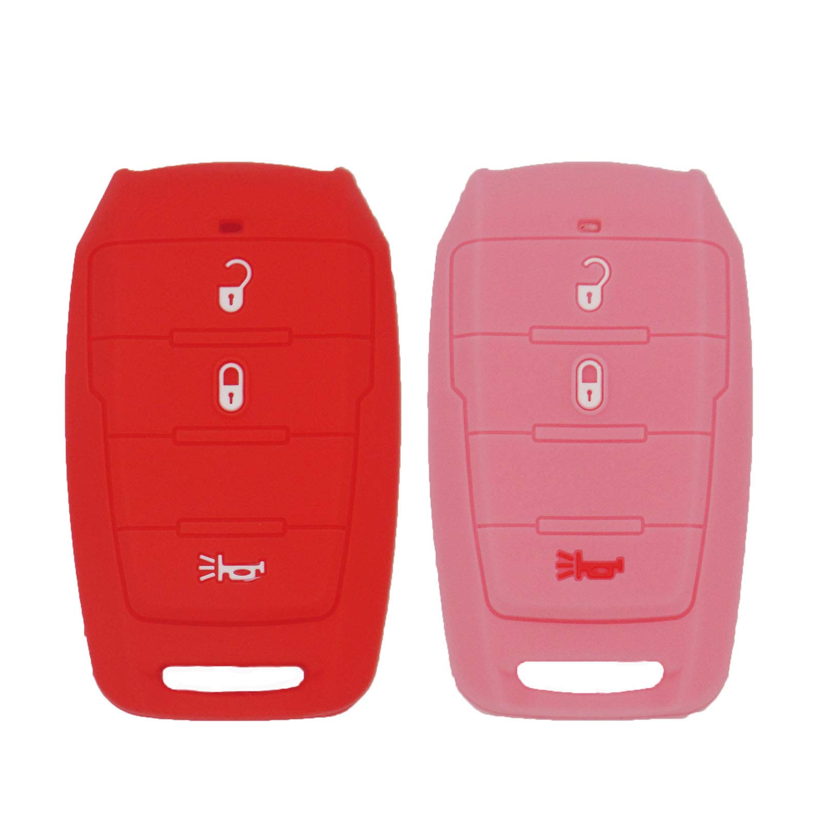 WEIBISS 2 Pack 3 Buttons Protective Rubber Smart Key Fob Shell Remote Cover Case Protector Wallet Keyless Jacket for 2019 2020 RAM 1500 OHT-4882056, Black Red