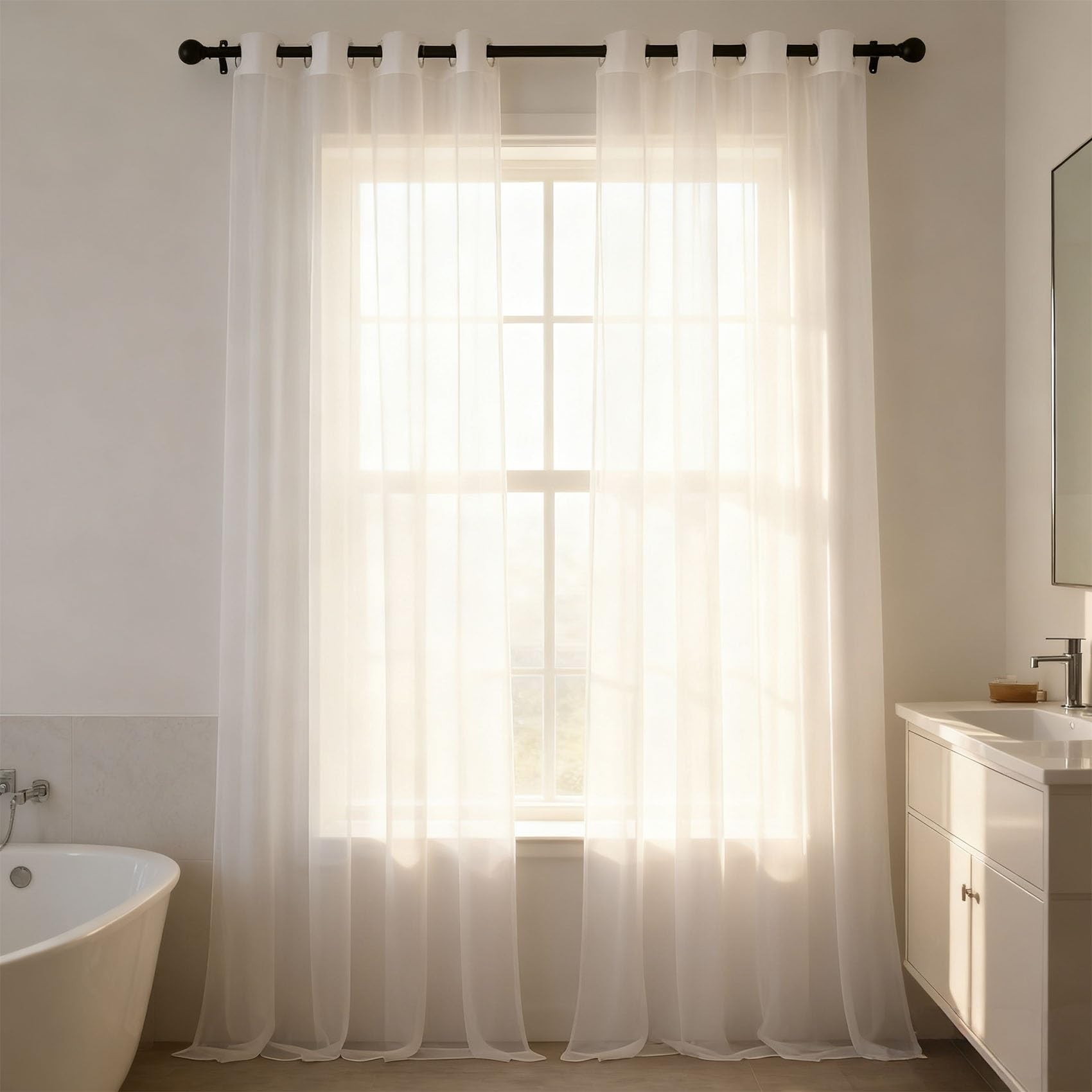 Cortinas modernas translúcidas blancas para evitar estancias oscuras en casa