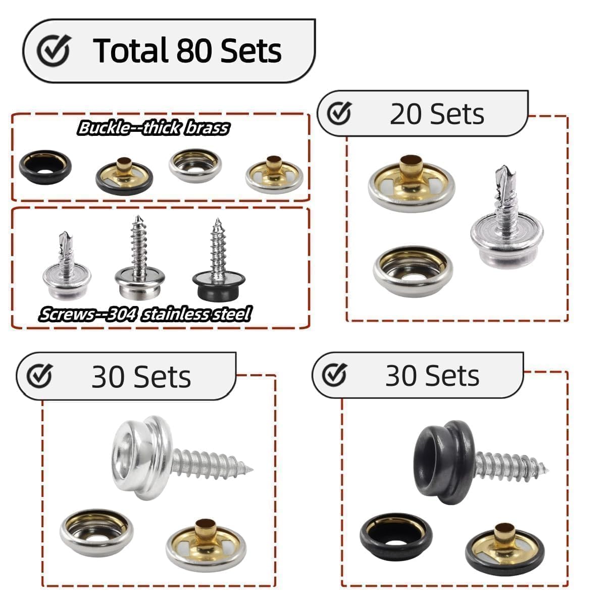 Accessori Cucito 40 Set Bottoni Jeans Bottoni Etallo Bottone A