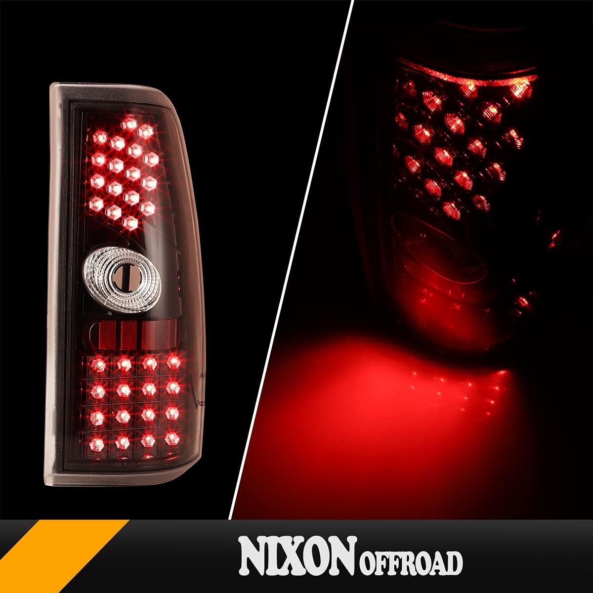 60% оƒƒ Dіѕсоunt NIXON OFFROAD Tail Lights Fit for 1999-2006 Chevy Silverado 1500 2500 3500,1999-2002 GMC Sierra 1500 2500 3500 (Glossy Black)
