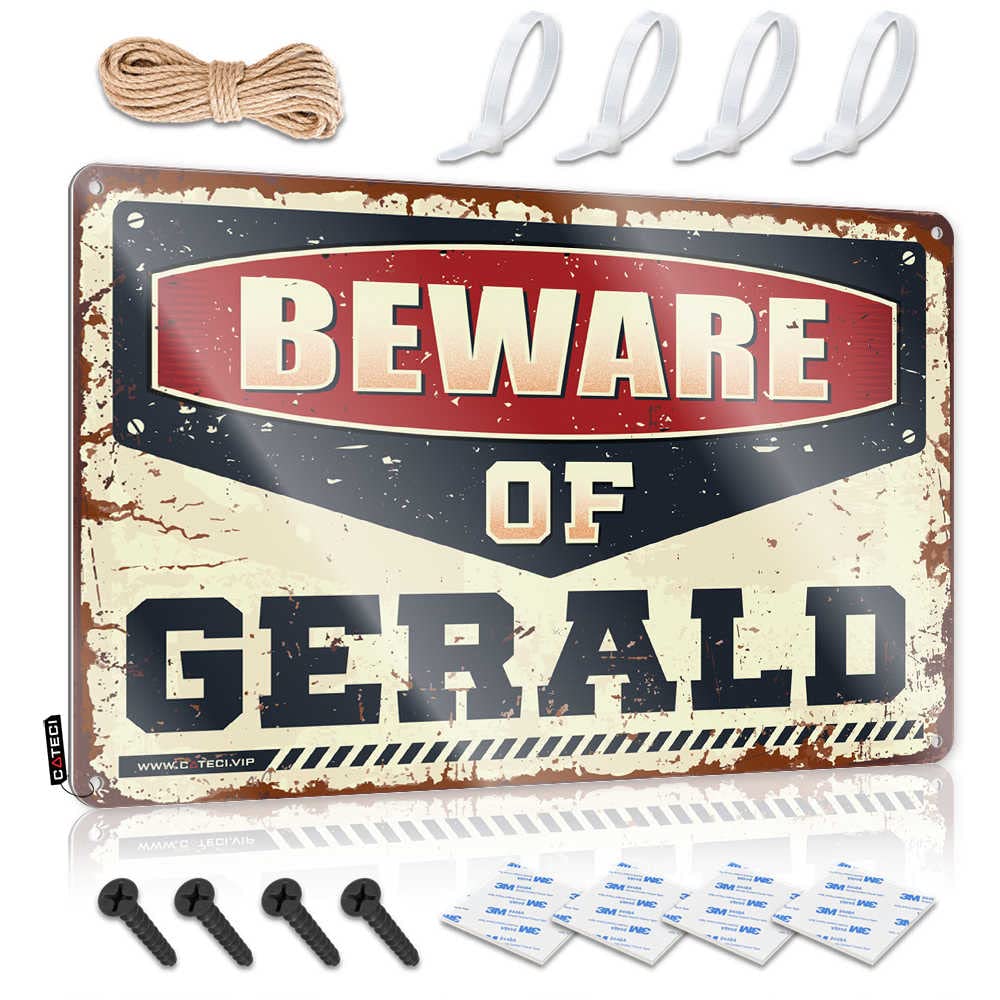 HELIOFORGE Man Cave Signs For Men Beware Of Gerald Sign Metal Signs For Home Decor Old Signs Metal Vintage(20X30CM)
