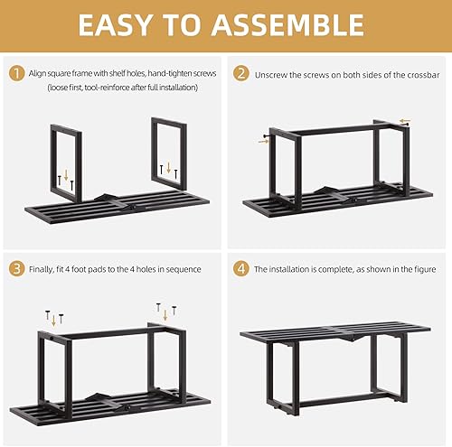 Miniatura 9 de Paquete de 2 soportes metálicos para plantas de interior, estante moderno de hierro de mediados de siglo, estante de exhibición de listones
