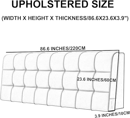 Miniatura 7 de Almohada de terciopelo para cabecero tapizado de gran tamaño de 3.9 in de grosor para cabecera lumbar, respaldo con funda extraíble, color beige,