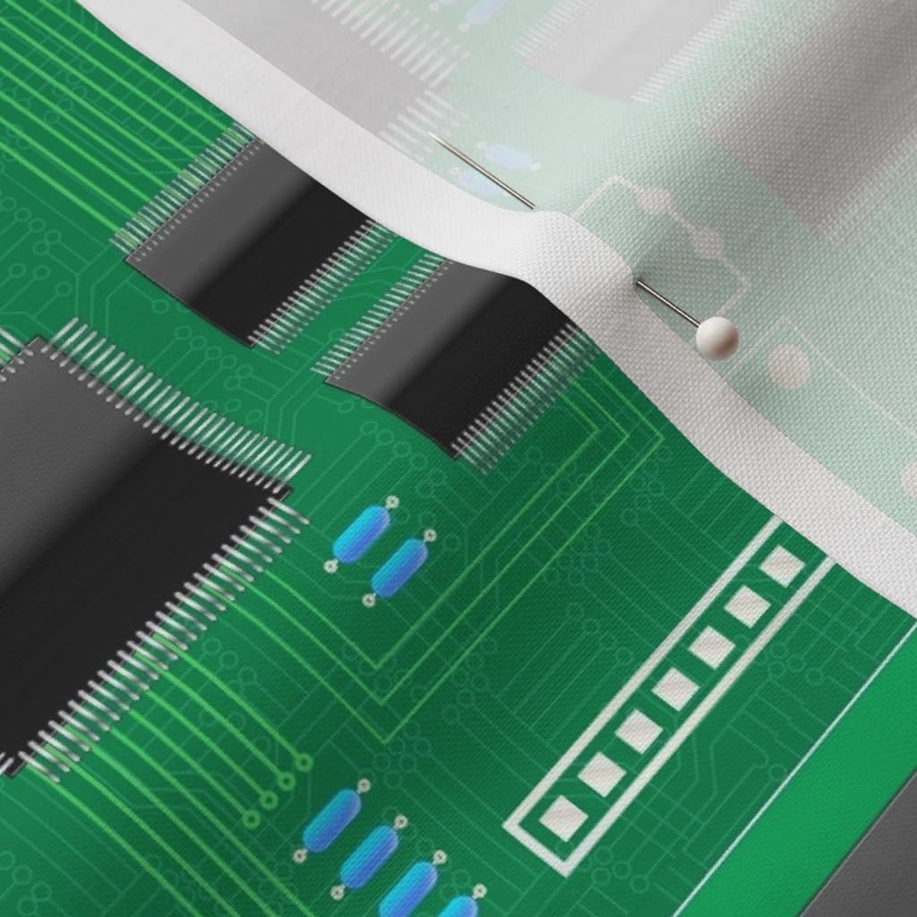 Spoonflower Fabric - Circuit Board, Motherboard, Computer, Geek, Nerd, Tech, Science, Printed on Petal Signature Cotton Fabric by The Yard - Sewing Quilting Apparel Crafts Decor