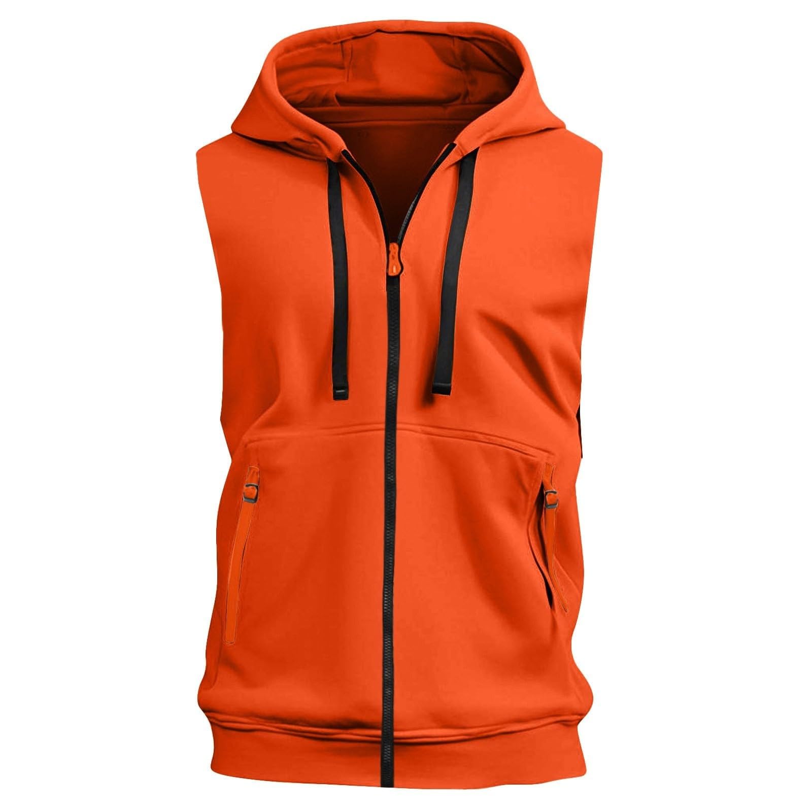 Ärmellose Hoodies für Herren, durchgehender Reißverschluss, Kapuzen-Sweatshirt, Muskel-T-Shirt, Sport, Fitnessstudio, Workout, Laufen, Jogger, Sommer-Kapuzenpullover, Tank-Top