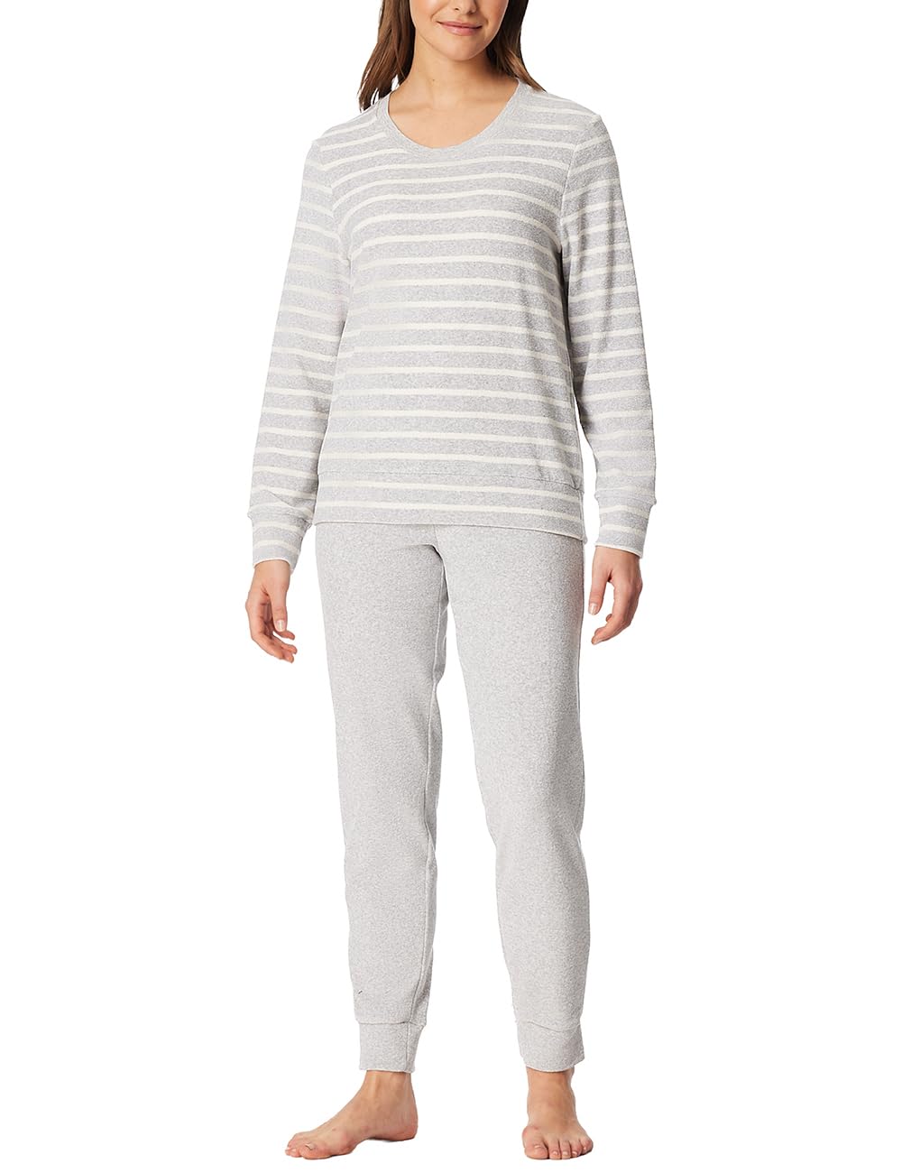 Schiesser Damen Schlafanzug lang Frottee – Silbergrau-Melange Nightwear