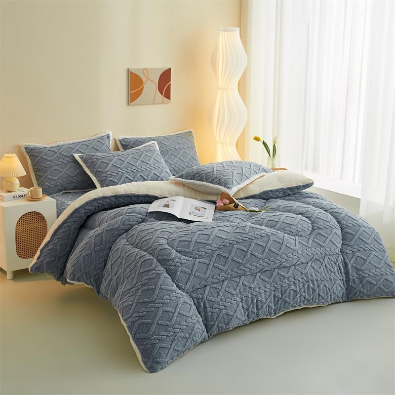 songlibin 掛け布団 フランネル 4点セット ダブル180*220cm 4kg 柔らかな肌触り ボリューム 保温 掛けふとん