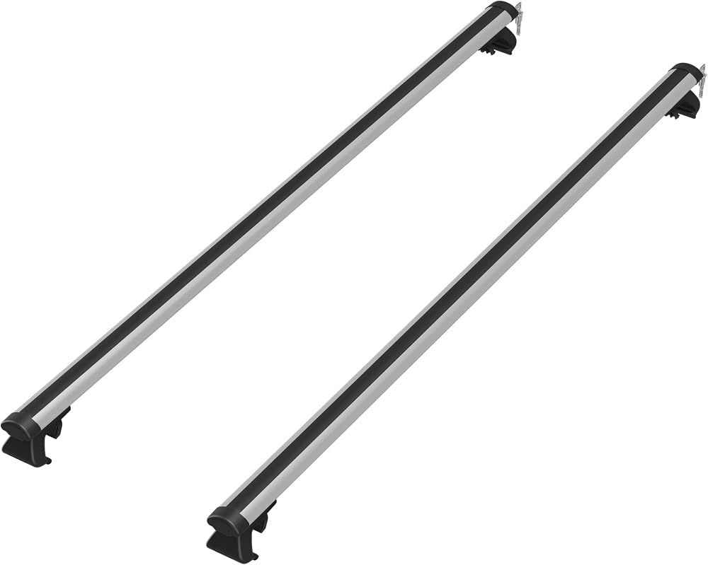 HOMCOM HOMCOM Barres de toit transversales verrouillables, 2 clés, alliage d'aluminium 123,5 x 5,5 x 7 cm, argenté et noir