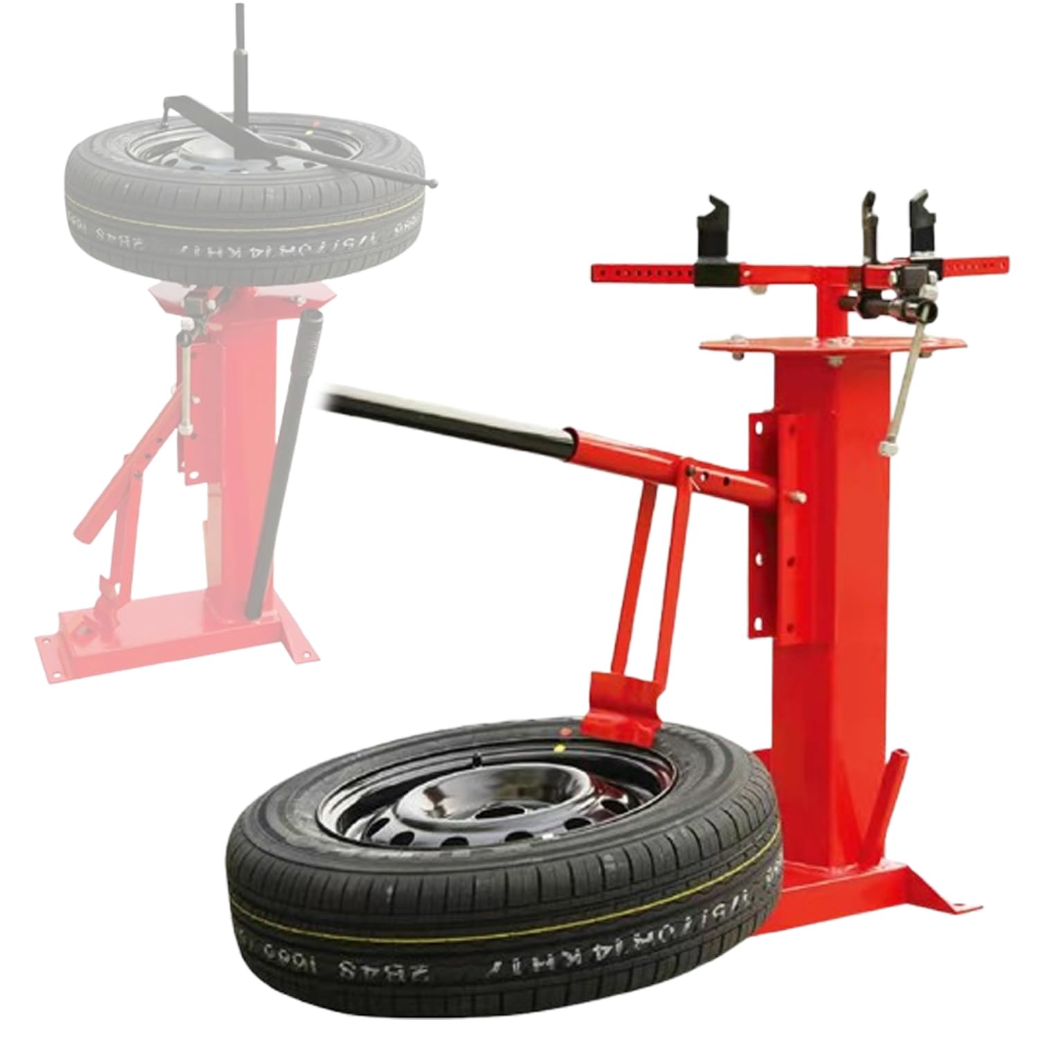 Machine manuelle de démontage de pneu portable pour moto, pour jantes de 10,2 cm à 53,3 cm, support de montage de pneu avec verrouillage de jante et deux colonnes centrales, pour voiture vélo