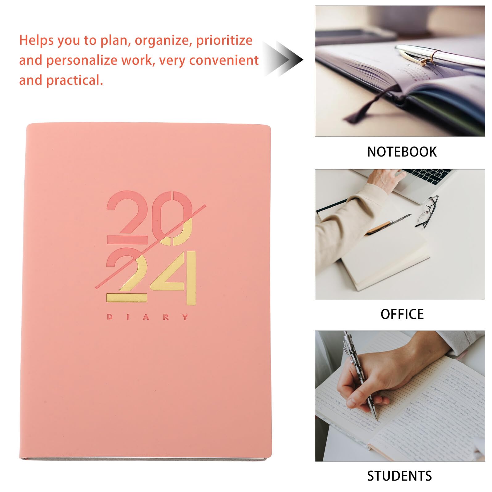 5 Piezas Planificador Diario Cuaderno de Notas Inglés Agenda Escolar Días Rosa para Estudiantes Oficina y Organización