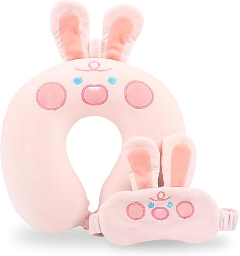 Vista 25 de Almohada de viaje, almohada de viaje para niños con máscara de ojos para dormir, almohada de espuma viscoelástica suave para niños y niñas, Ajolote