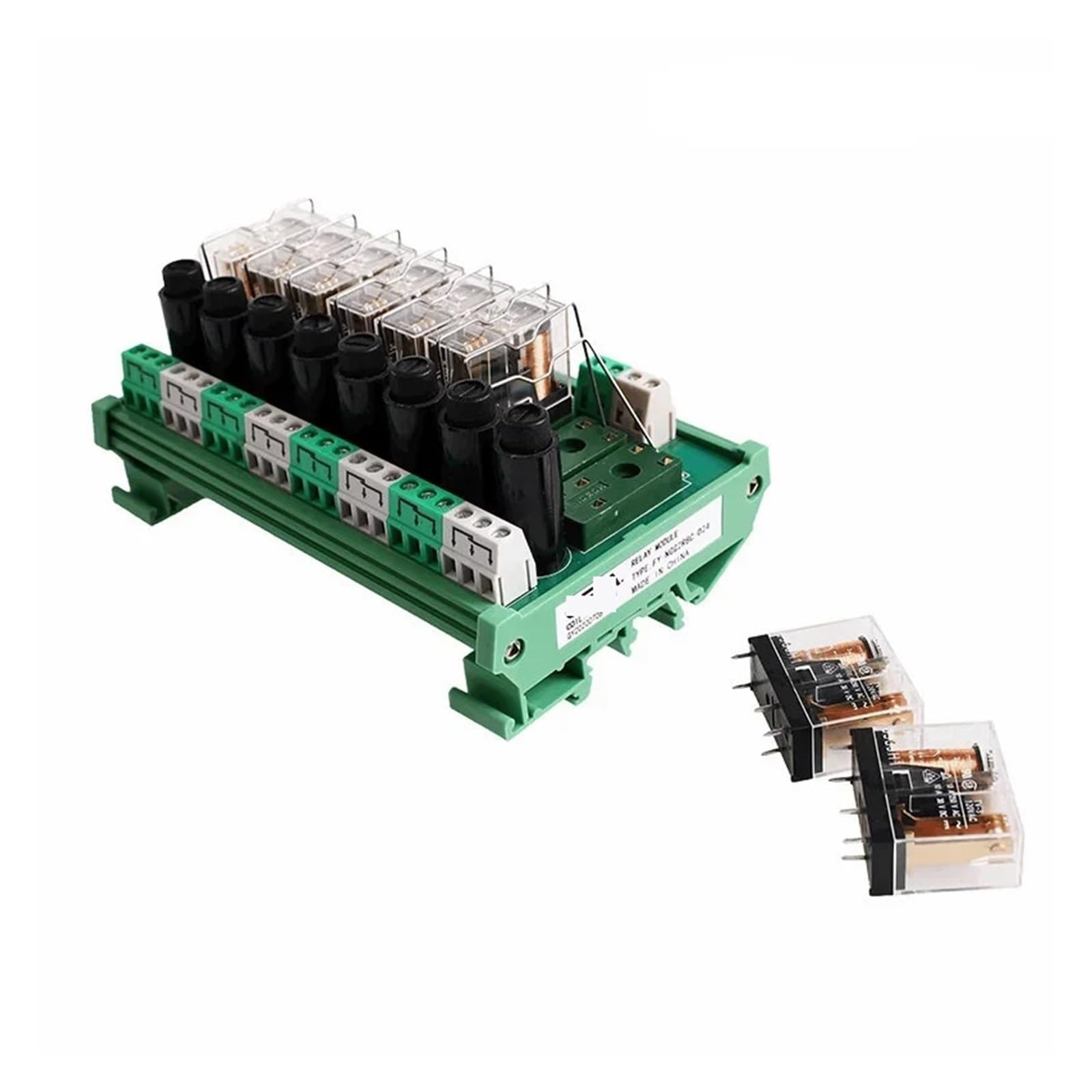 SPDT Montaje en Carril DIN Módulo de relé de 8 Canales NGG2R for Controladores PLC Relé PLC SP+DT 12 V CC 24 V CC con protección por Fusible 8 A(FUSE-8C-24VACDC)