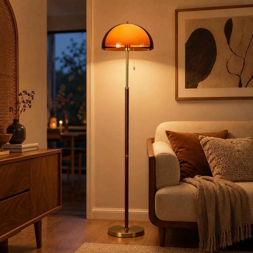 Wylolik Mid Century 2- Tier Acrylic Floor Lamp 3 Color Dimming Standing Lamp