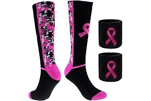 Football Breast Cancer Awareness Crew Socks & Wrist Sweatbands Set